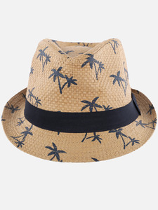 Jungen Trilby Hut mit Alloverprint Beige