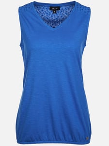 Damen Jerseytop mit Spitzenpasse Blau