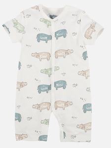 Baby unisex Kurzarmbody mit Print Weiß