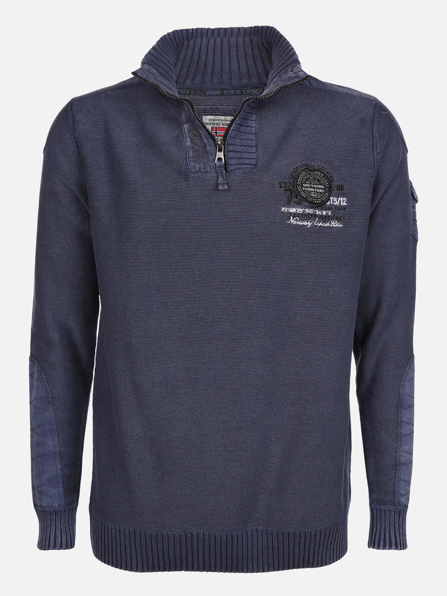 Bild 1 von Herren Stricktroyer mit Stickerei-Applikation Blau