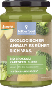 followfood Bio Brokkoli Kartoffel Suppe mit Bio Kokoscreme, 380 ml