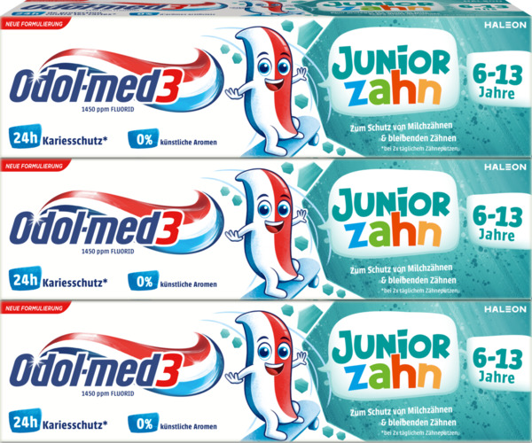 Bild 1 von Odol med3 Vorteilsset Juniorzahn Zahnpasta, 225 ml