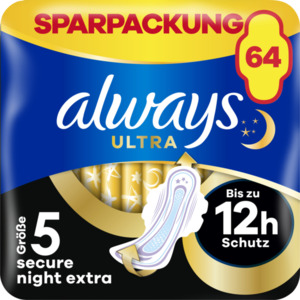 Always Monatspaket ULTRA Damenbinden Secure Night Extra mit Flügeln