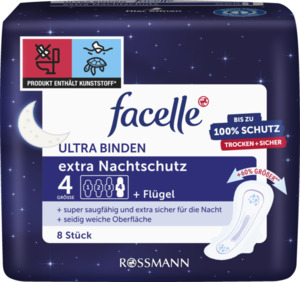 facelle Ultra-Binden extra Nachtschutz mit Flügeln