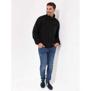 STRANDFEIN Menswear Polarfleece-Jacke Stehkragen Reißverschluss aufgesetzte Tasche