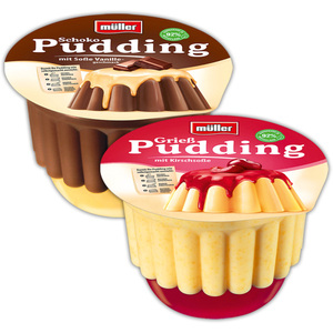 Müller Pudding mit Soße