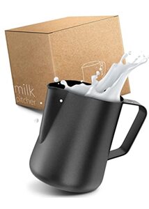 Lambda Coffee Barista Milchkännchen Edelstahl 350ml schwarz I Milchschaumkännchen Milchkanne