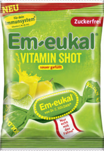 Em-eukal Vitamin-Shot sauer gefüllt Fruchtbonbons, 75 g