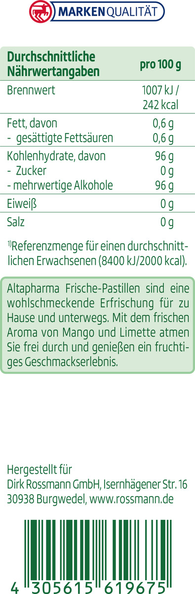 Bild 2 von altapharma ALTAPHARMA FRISCHE-PASTILLEN MANGO-LIMETTE, 25 g