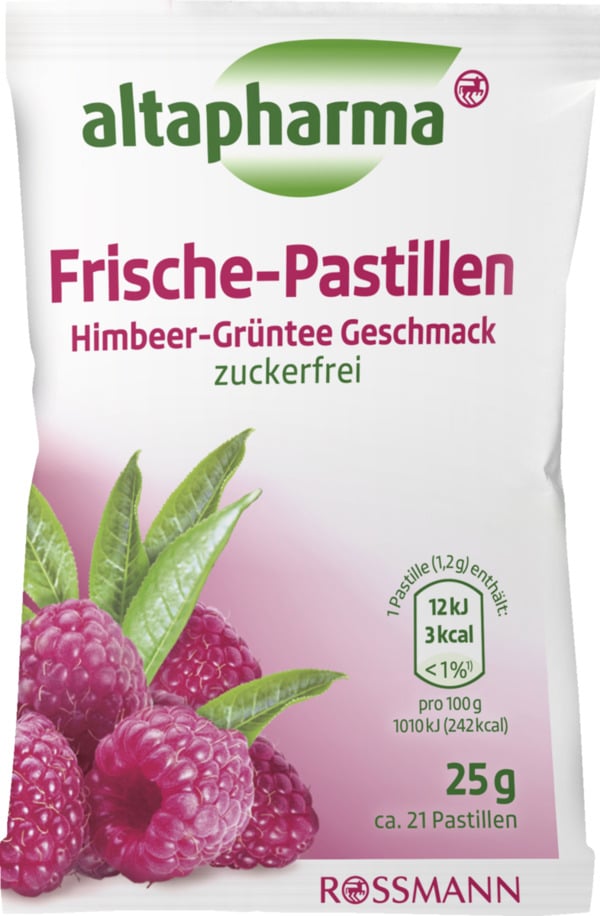 Bild 1 von altapharma ALTAPHARMA FRISCHE-PASTILLEN HIMBEER-GRÜNTEE, 25 g