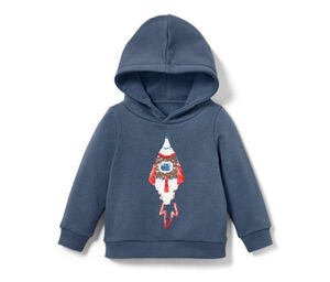 Kinder-Sweatshirt mit Wendepailletten, Rakete oder Print (Gr. 86/92)