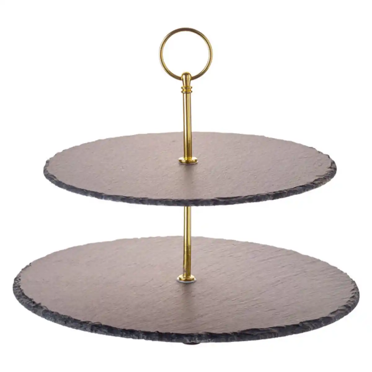 Bild 1 von Schiefer-Etagere, 2-stöckig, gold