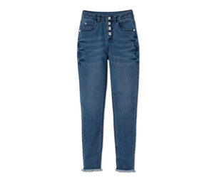 High-Waist-Jeans, blue denim