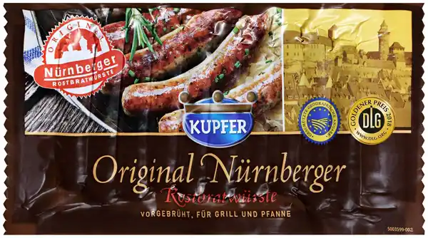 Bild 1 von KUPFER Nürnberger Rostbratwurst, 10 St. = 200-g-Packg.