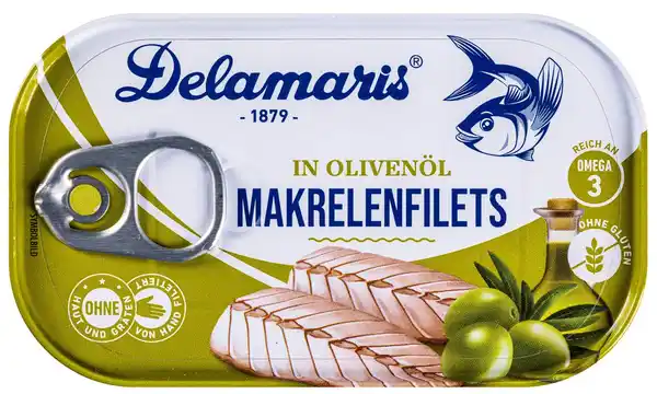 Bild 1 von DELAMARIS Makrelenfilets, 125-g-Dose