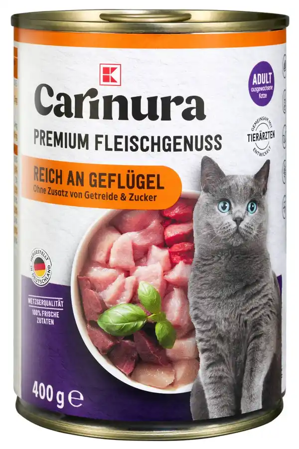 Bild 1 von K-CARINURA Premium-Fleischgenuss Katzenfutter, 400-g-Dose