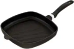 AMT Gastroguss Eck-Pfanne flach, Aluguss, 28 x 28 cm, Höhe: 5 cm, Induktion, mit Grillboden, schwarz