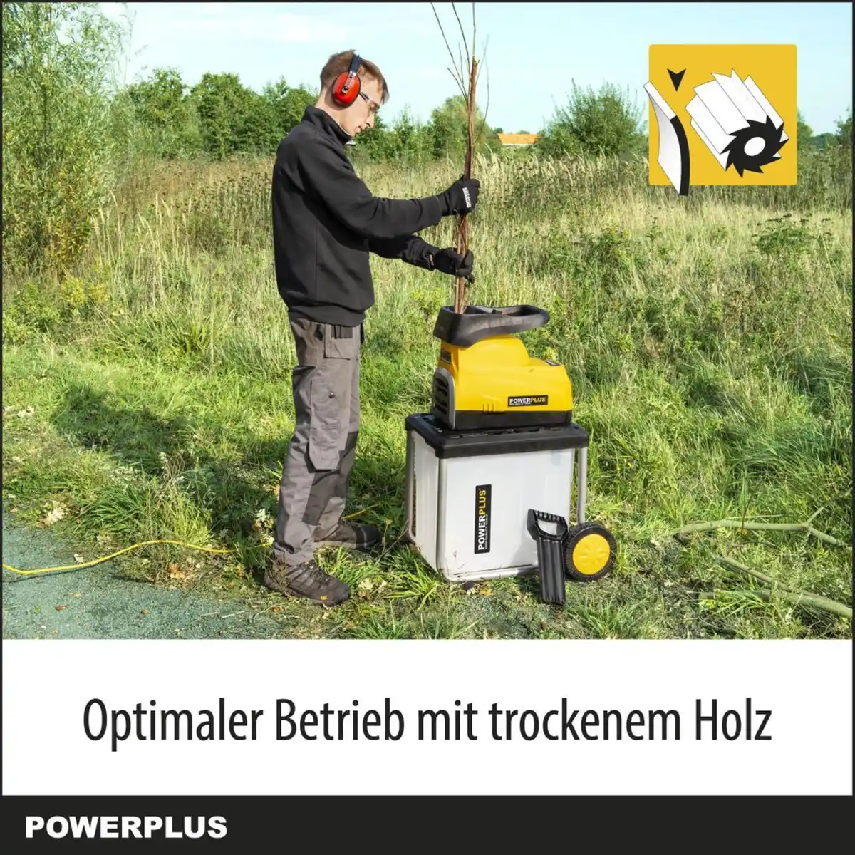 Bild 4 von Powerplus Elektro-Häcksler POWXG6462 - Gartenhäcksler 2800 W, Max. Ø45 mm, Schieber, Garten Häcksler