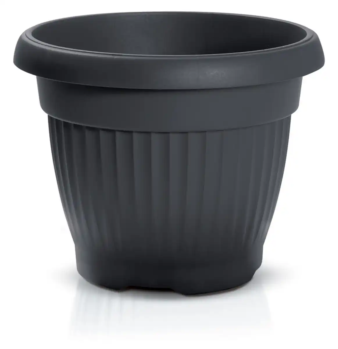 Bild 2 von Pflanztopf m. Dekor "rund" 8,0 Liter inkl Untersetzer anthrazit