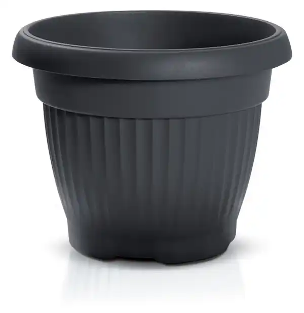 Bild 2 von Pflanztopf m. Dekor "rund" 8,0 Liter inkl Untersetzer anthrazit