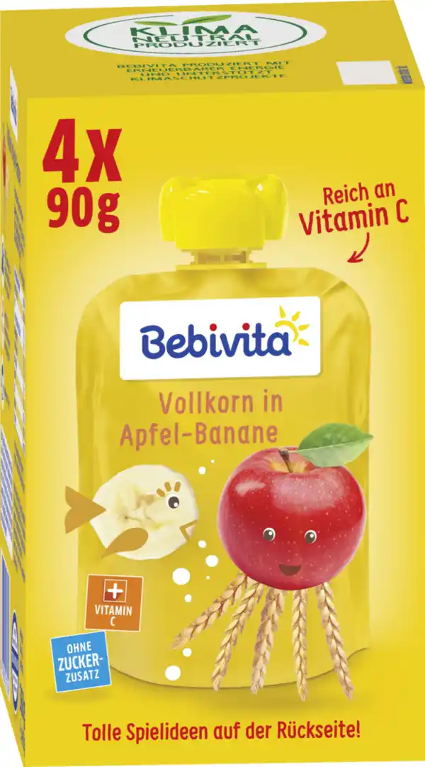 Bild 1 von Bebivita Quetschie Vollkorn in Apfel-Banane, 360 g