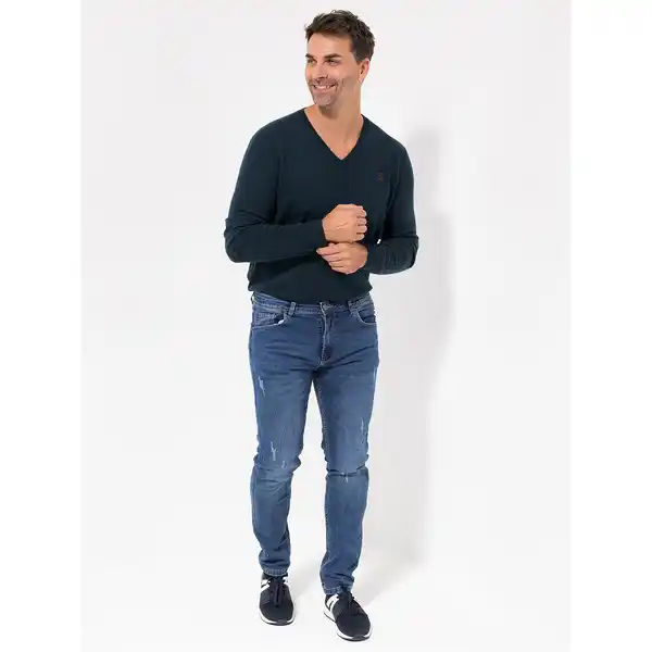 Bild 1 von STRANDFEIN Menswear Jeanshose lange Form 5-Pocket-Style Used-Look