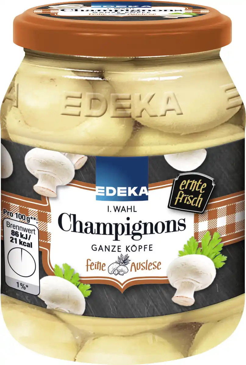Bild 1 von EDEKA Champignons 1. Wahl ganze Köpfe 330G