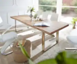 Esstisch Edge 300x100 XL Akazie Natur Edelstahl Schmal Live-Edge