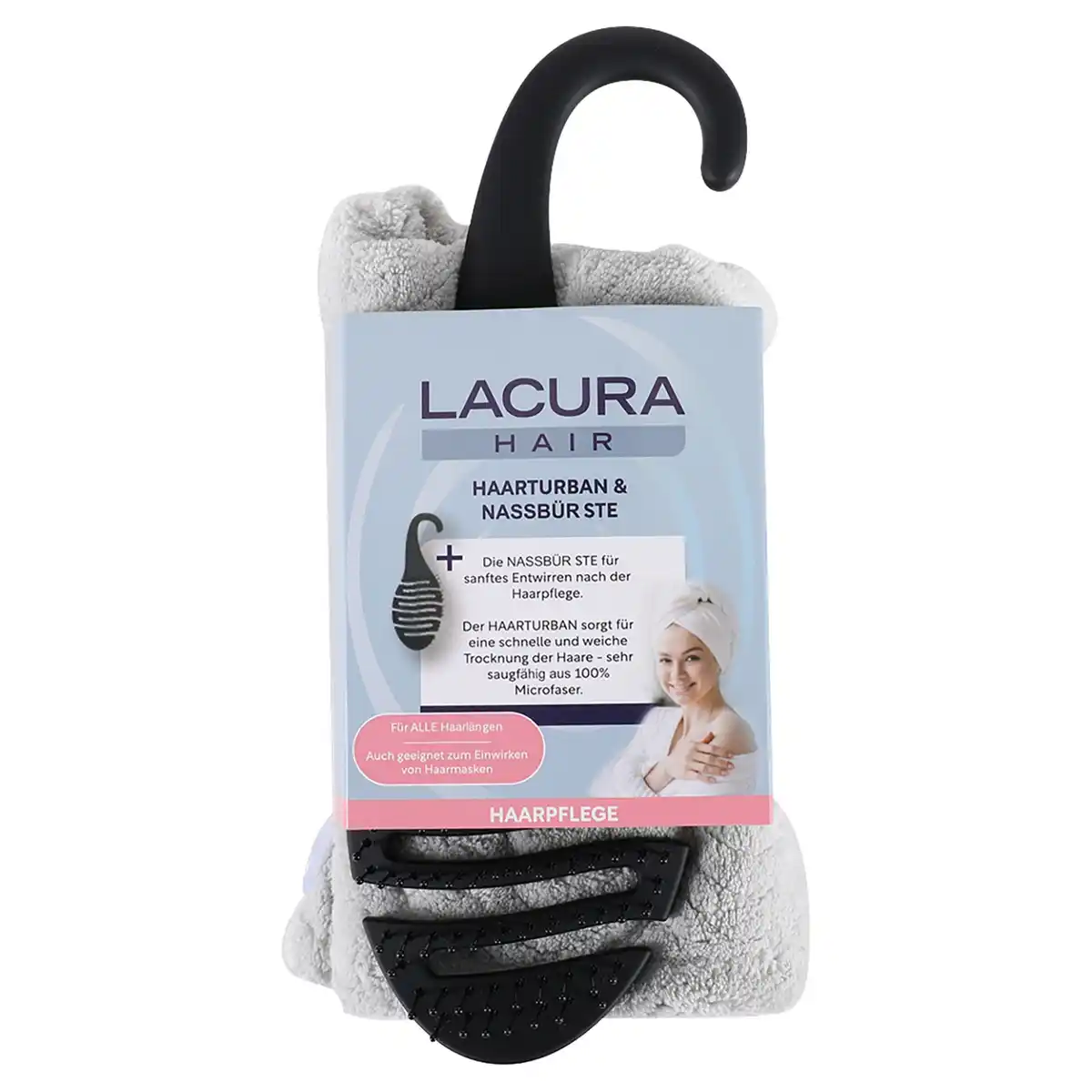 Bild 1 von LACURA HAIR Haarturban-Set mit Nassbürste oder Haarband, 2er-Set