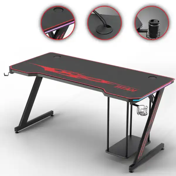 Bild 1 von MY SIT Gaming Tisch 140 cm TITAN mit LED Beleuchtung und Mauspad