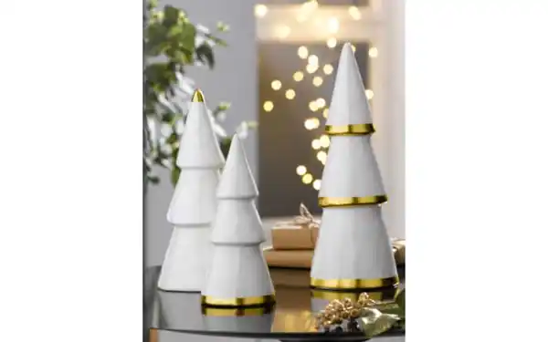 Bild 2 von Deko-Weihnachtsbaum, weiß/gold, 16 cm