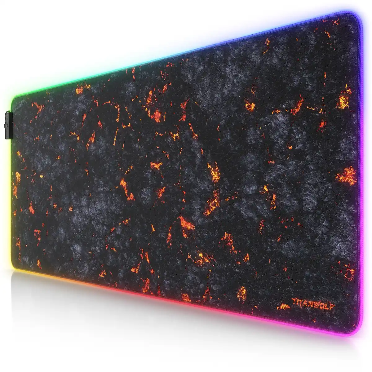 Bild 1 von Titanwolf RGB Gaming Mauspad, Mousepad 900 x 400 mm, verbessert Präzision & Geschwindigkeit, Lavamotiv