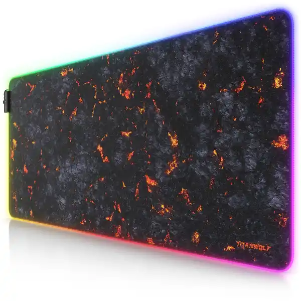 Bild 1 von Titanwolf RGB Gaming Mauspad, Mousepad 900 x 400 mm, verbessert Präzision & Geschwindigkeit, Lavamotiv