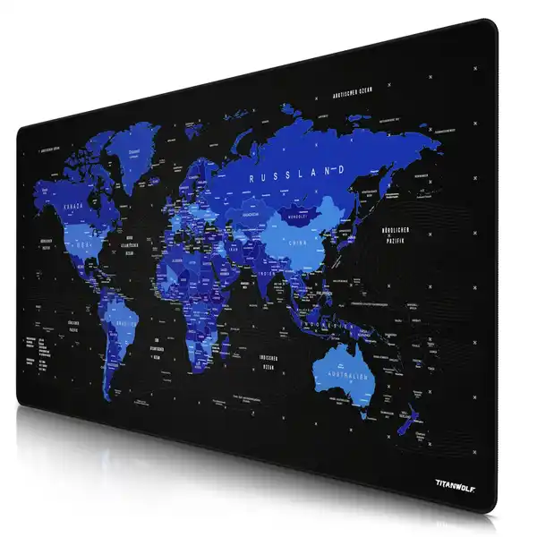 Bild 1 von Titanwolf Gaming Mauspad, XXXL Speed Mousepad 1200 x 600 mm, Geschwindigkeit & Präzision, Weltkarte blau