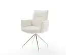 Bild 1 von Drehstuhl Jova-Flex mit Armlehnen Bouclé Weiß Kreuzgestell konisch Edelstahl 180° drehbar Taschenfederkern