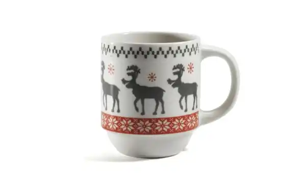 Bild 1 von Kaffeebecher Elch aus Keramik, grau/rot/weiß