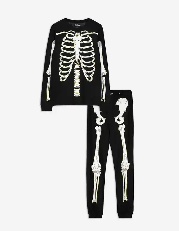 Bild 1 von Herren Pyjama Set aus Langarmshirt und Hose  - Leuchtet im Dunkeln