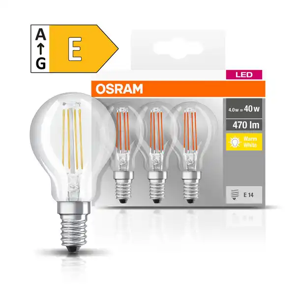 Bild 1 von Osram LED Filament Tropfen E14 4W 470lm RA80 3er