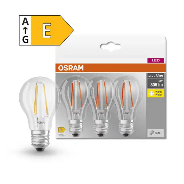 Bild 1 von Osram LED Filament E 27 7W 806lm RA80 3er
