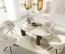 Bild 1 von Esstisch Edge Oval 220x120 Keramik Minas Melange Weiß-Beige Pilier Metall Effektfinish Titan