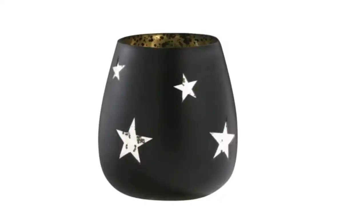 Bild 1 von Windlicht klein, schwarz mit silbernen Sternen, 10 cm