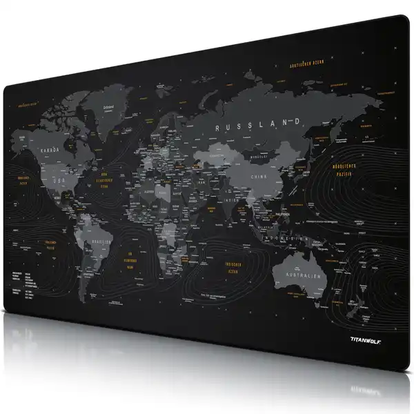 Bild 1 von Titanwolf Gaming Mauspad, XXXL 1500 x 800 x 3 mm Schreibtischunterlage Extralarge / Waschbar, Weltkarte