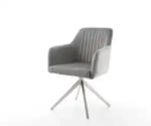 Drehstuhl Greg-Flex Samt Grau Kreuzgestell breit Edelstahl 360° drehbar