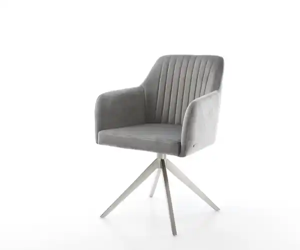 Bild 1 von Drehstuhl Greg-Flex Samt Grau Kreuzgestell breit Edelstahl 360° drehbar