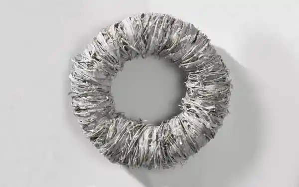 Bild 2 von Deko Kranz aus Rattan, grau/weiß, 34 cm