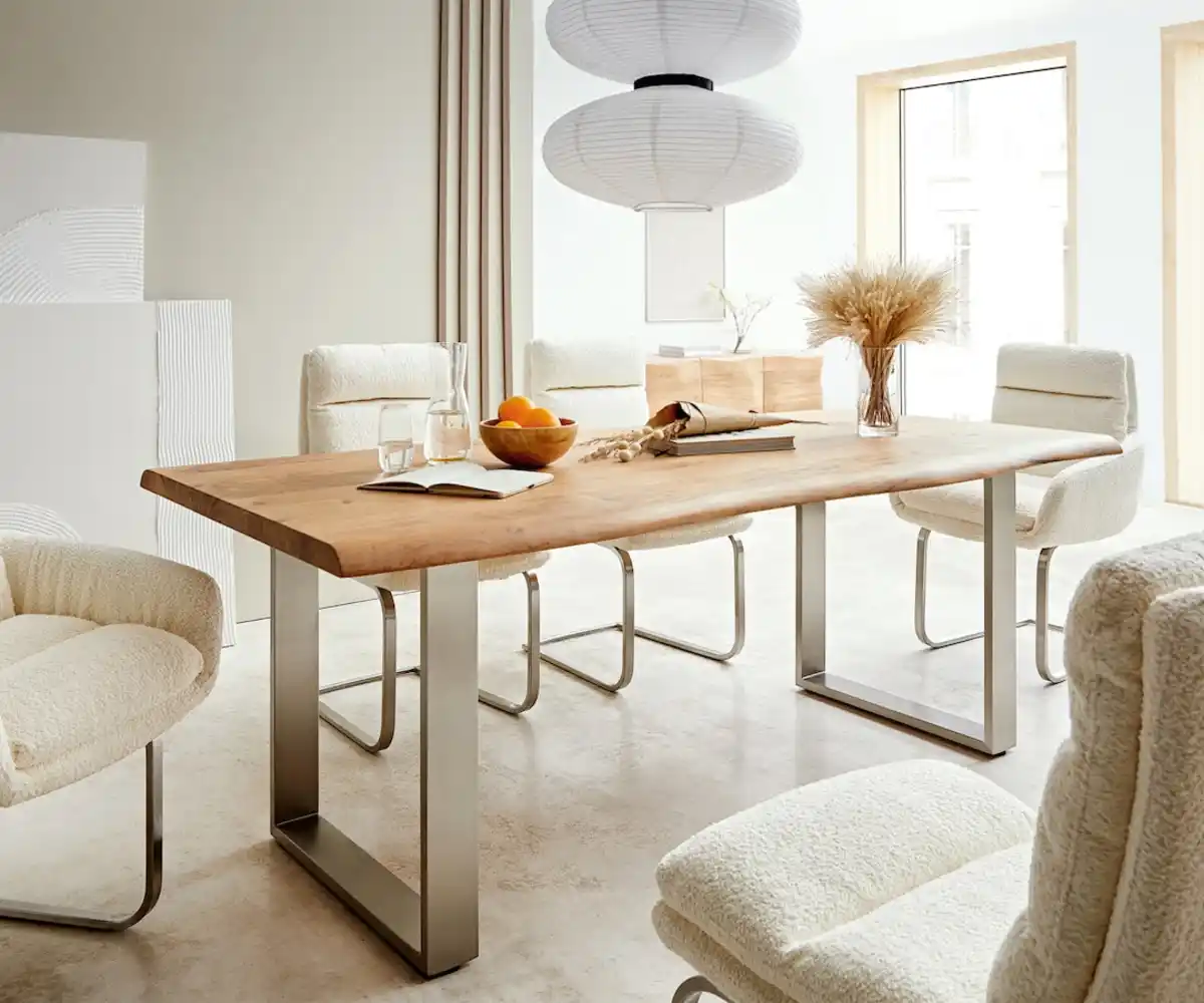 Bild 1 von Esstisch Edge 200x100 XL Akazie Natur Edelstahl Schmal Live-Edge