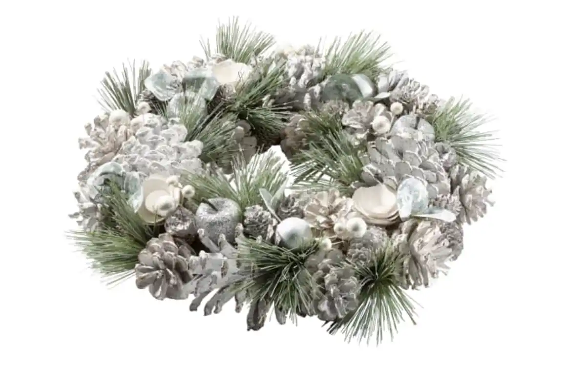 Bild 1 von Deko-Kranz mit Tannenzapfen, silber, 35 cm