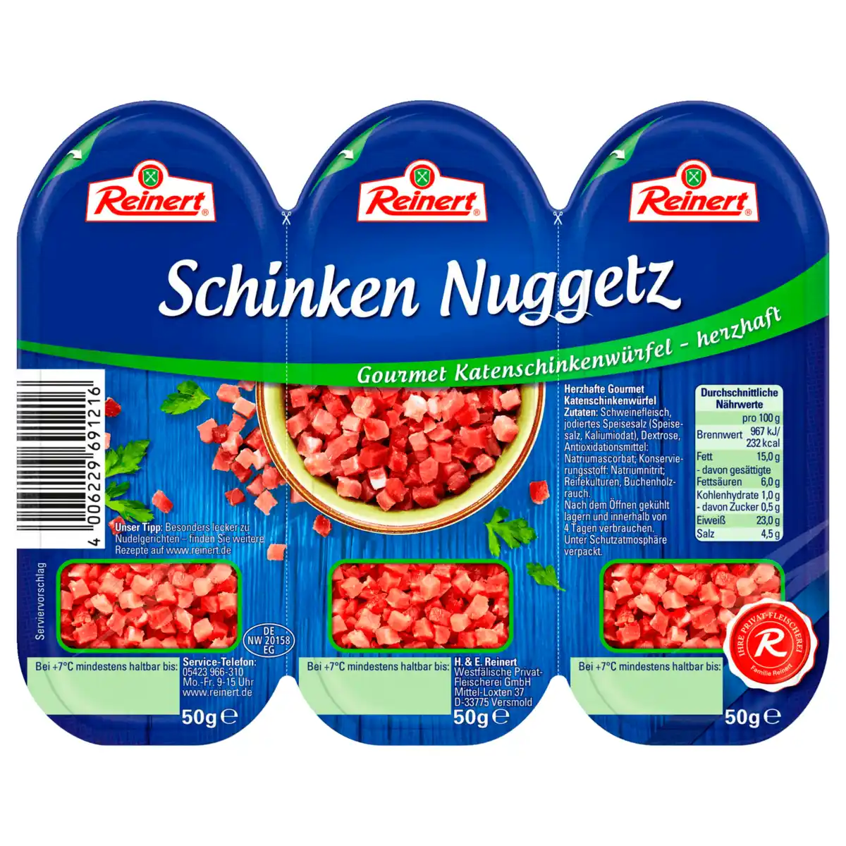 Bild 1 von Reinert Schinken Nuggetz herzhaft 3x50g