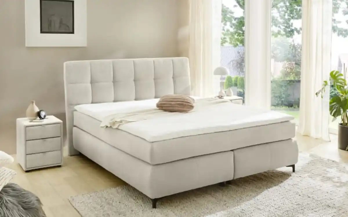 Bild 1 von Boxspringbett Beatrice, beige, Härtegrad 3, 180 x 200 cm