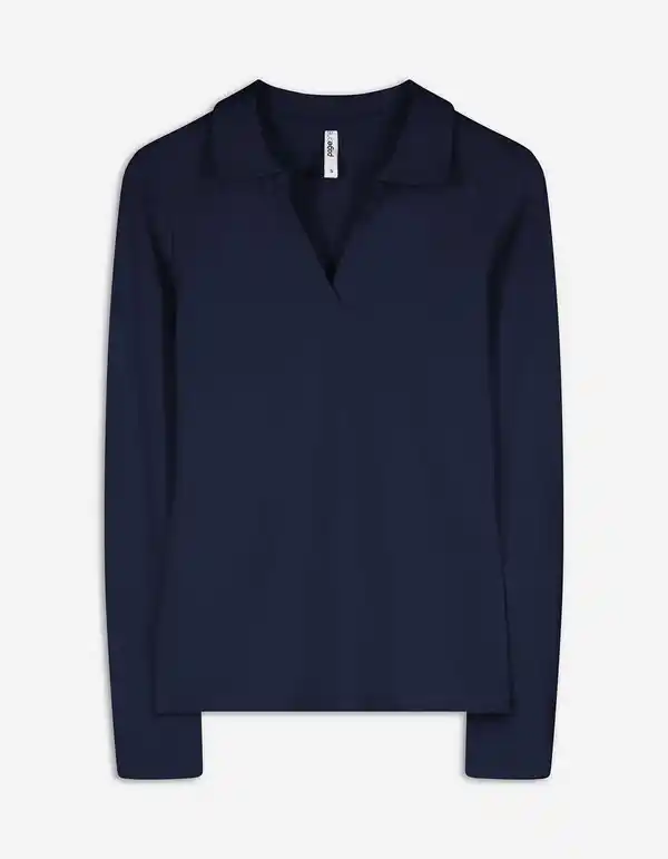 Bild 1 von Damen Langarm-Poloshirt - V-Ausschnitt